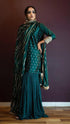 Kzari Dark Rama Green Kurta Sharara And Dupatta